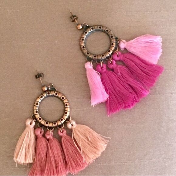 Copper Multi Colored Tassel Boho Earrings NWT - Picture 3 of 8